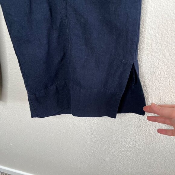 Nic+Zoe Womens Navy Blue Organic Linen Rumba Park Wide-Leg Crop Pant 12 - Picture 7 of 15